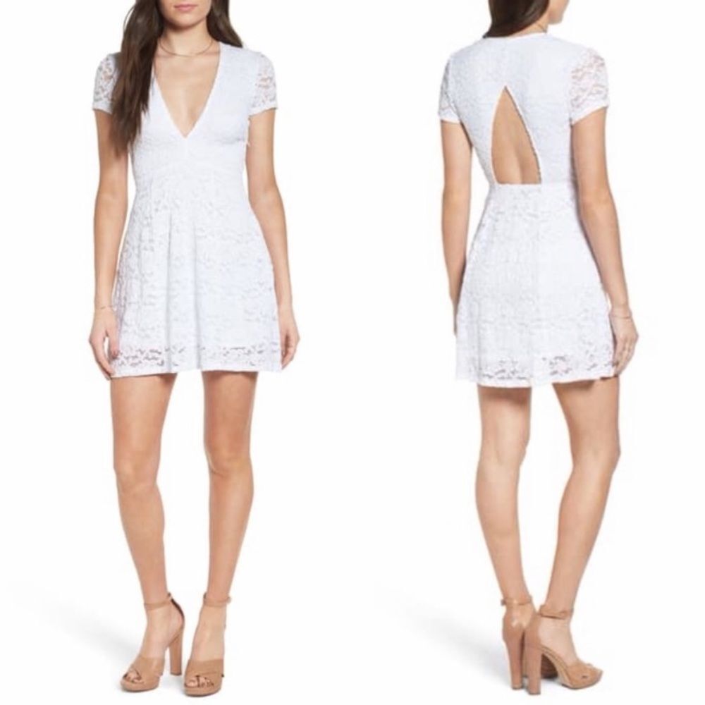 Show me your MUMU Ibiza lace shift dress withe side zipper and cut out back. M